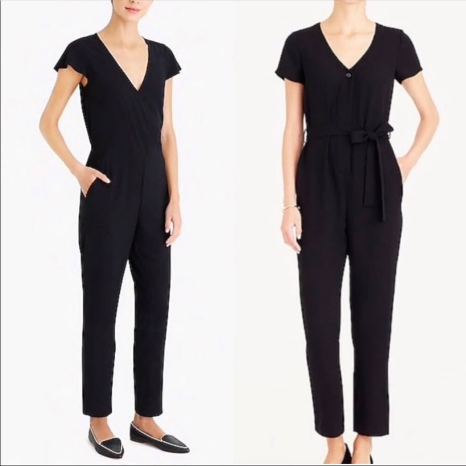 J. Crew Mercantile Black Crepe V-Neck Jumpsuit Nwt